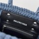 Balenciaga Women's Bistro XS Basket With Strap In Frayed Denim 23cm