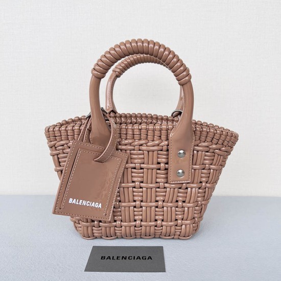 Balenciaga Women's Bistro XXS Basket With Strap In Varnished Fake Calfskin 8 Colors 17cm