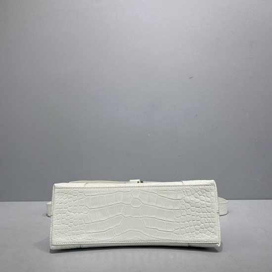 Balenciaga Women's DownTown Shoulder Bag Supple Crocodile Embossed Calfskin