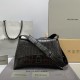 Balenciaga Women's DownTown Medium Shoulder Bag Supple Crocodile Embossed Calfskin in Tone-On-Tone Hardware