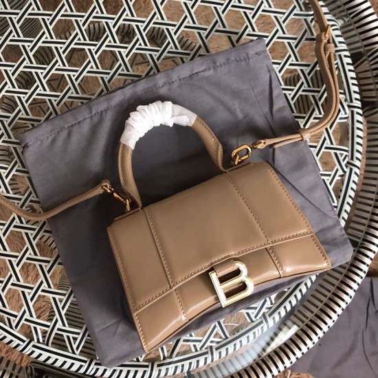 Balenciaga Women's Hourglass Handbag Shiny Box Calfskin