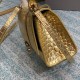 Balenciaga Women's Hourglass Handbag Metallized Crocodile Embossed Bag Calfskin
