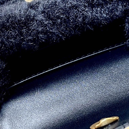 Balenciaga Women's Hourglass Mini Handbag With Chain In Sherpa 3 Colors 11.5cm