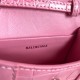 Balenciaga Women's Hourglass Mini Handbag Shiny Crocodile Embossed Calfskin