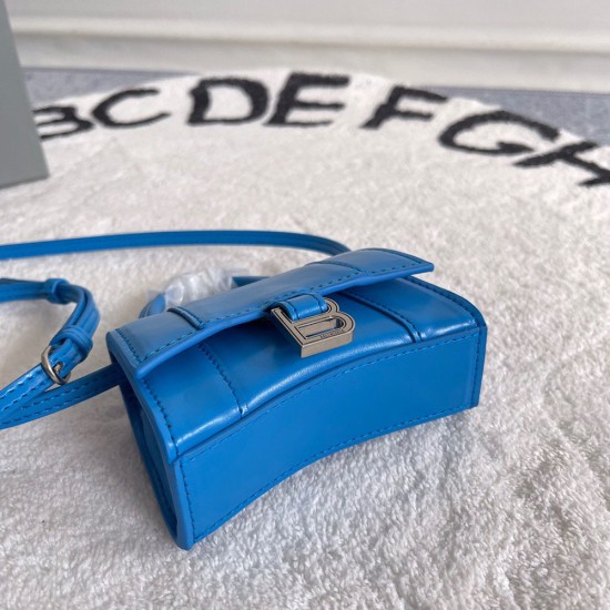 Balenciaga Women's Hourglass Mini Handbag Shiny Box Calfskin