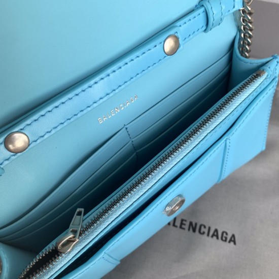 Balenciaga Hourglass Wallet With Chain Shiny Box Calfskin With Tone-On-Tone Hardware