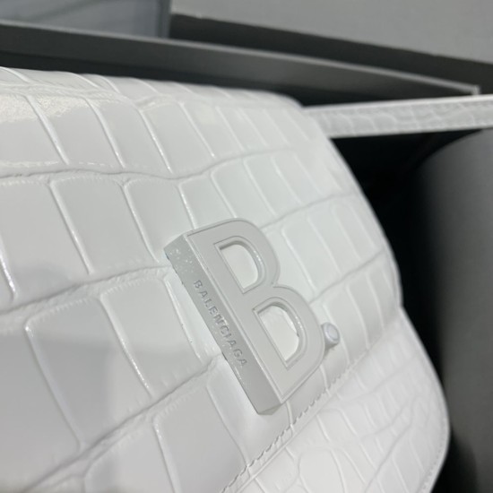 Balenciaga Box Bag in Crocodile Embossed Calfskin with Tone-On-Tone Hardware