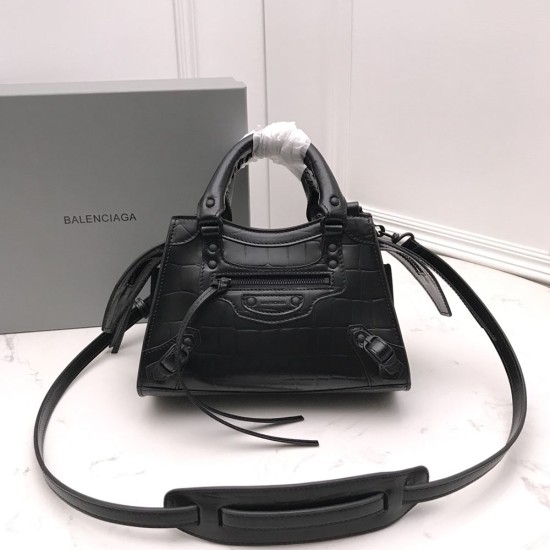 Balenciaga Women's Neo Classic Mini Handbag In Extra Supple Crocodile Embossed Calfskin With Satinated Matte Hardware