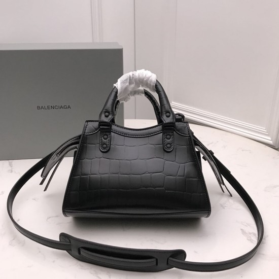 Balenciaga Women's Neo Classic Mini Handbag In Extra Supple Crocodile Embossed Calfskin With Satinated Matte Hardware