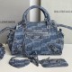 Balenciaga Women's Neo Cagole XS Handbag In BB Monogram Bleached Denim 26cm