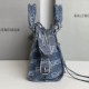 Balenciaga Women's Neo Cagole XS Handbag In BB Monogram Bleached Denim 26cm