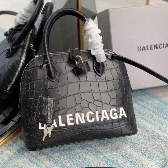 Balenciaga Women's Ville Small Handbag in Crocodile Embossed Calfskin