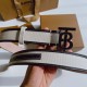 Burberry Monogram Motif Canvas and Leather Belt 3.4CM