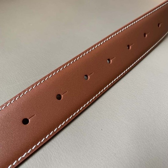Burberry Enamel Monogram Motif Leather Belt 3.4CM