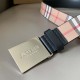 Burberry Plaque Buckle Vintage Check and Leather Belt 3.5CM