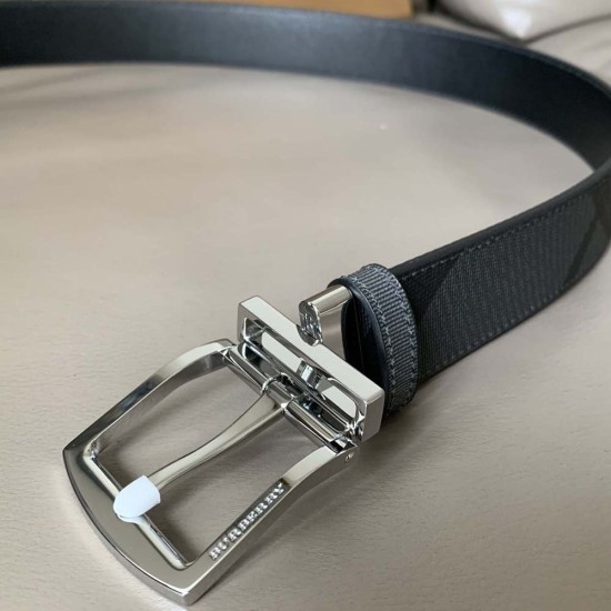 Burberry Reversible London Check and Leather Belt 3.5CM