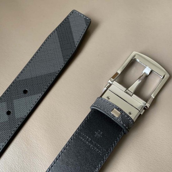 Burberry Reversible London Check and Leather Belt 3.5CM