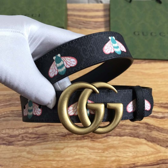 Gucci GG Supreme Bee Belt with Double G Buckle 3.0/4.0CM