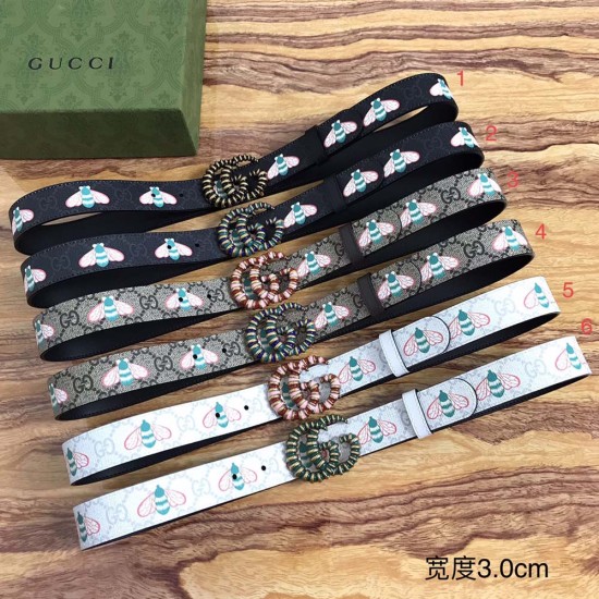Gucci GG Supreme Bee Belt with Torchon Double G Buckle 3.0CM