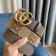 Gucci Camel and Ebony Jumbo GG Canvas and Brown Leather Belt With Different buckle 4CM