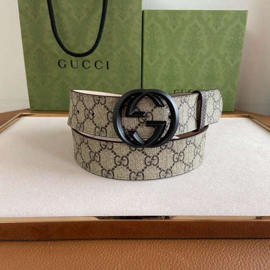 Gucci GG Supreme Belt with Interlocking G Buckle 3.8CM