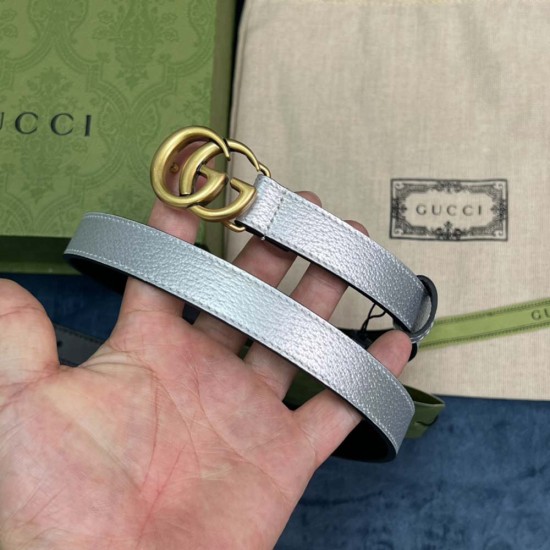 Gucci GG Marmont lamé leather Thin belt 2CM