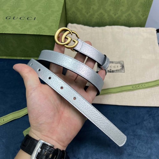 Gucci GG Marmont lamé leather Thin belt 2CM