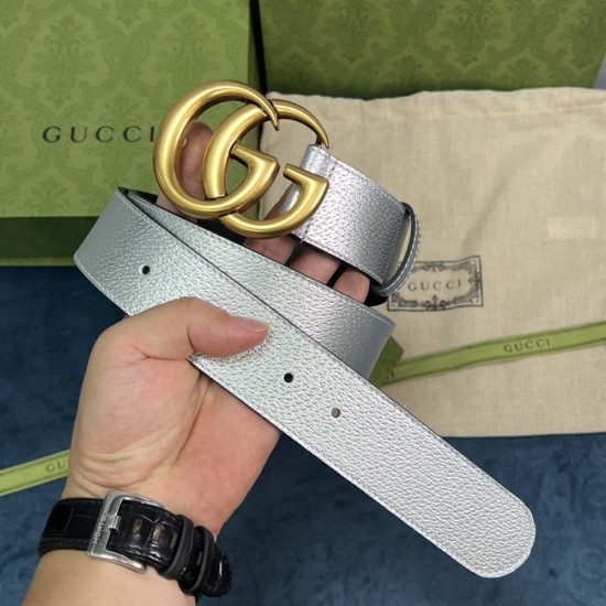 Gucci GG Marmont lamé leather belt 4CM