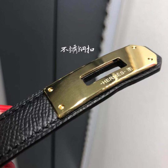 Hermes Kelly Belt Buckle Leather Strap 1.7CM