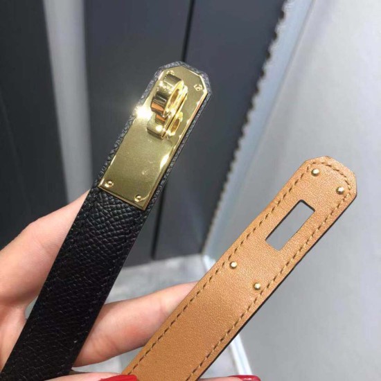 Hermes Kelly Belt Buckle Leather Strap 1.7CM