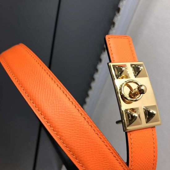 Hermes Belt Buckle Reversible Leather Strap 2.4CM