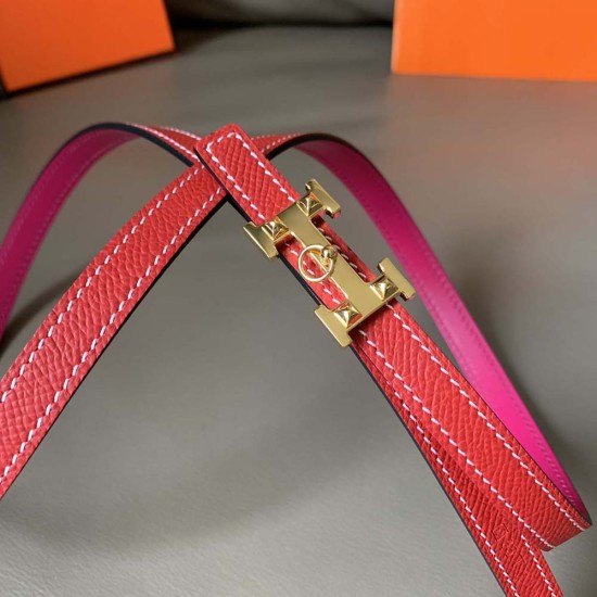 Hermes Rock Belt Buckle Reversible Leather Strap 1.3CM