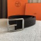 Hermes Code Belt Buckle Reversible Leather Strap 3.2CM