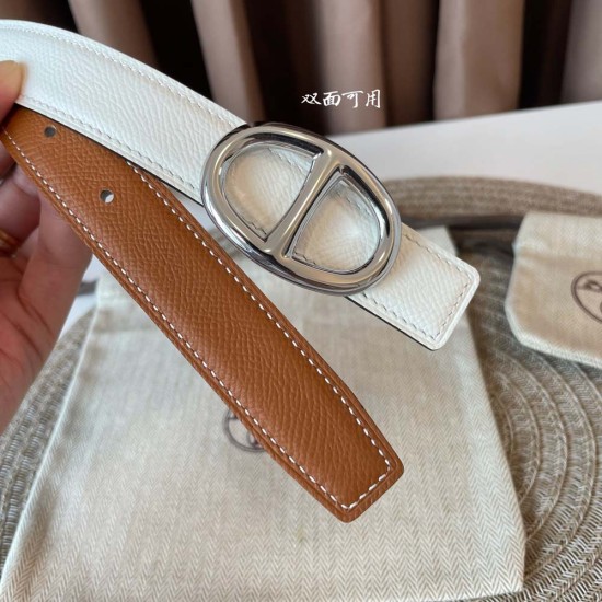 Hermes Mini Twin Belt Buckle Reversible Leather Strap 2.4CM