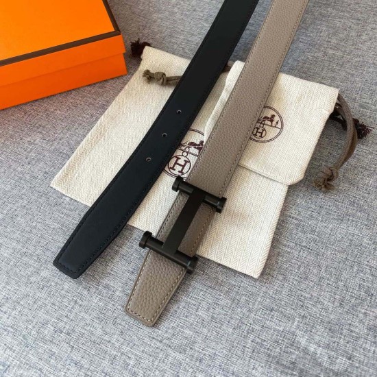 Hermes Agora Belt Buckle Reversible Leather Strap 3.2CM