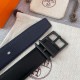 Hermes Nathan Belt Buckle Reversible Leather Strap 3.2CM