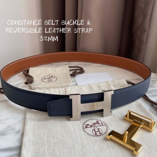 Hermes Constance Belt Buckle Reversible Leather Strap 3.2CM