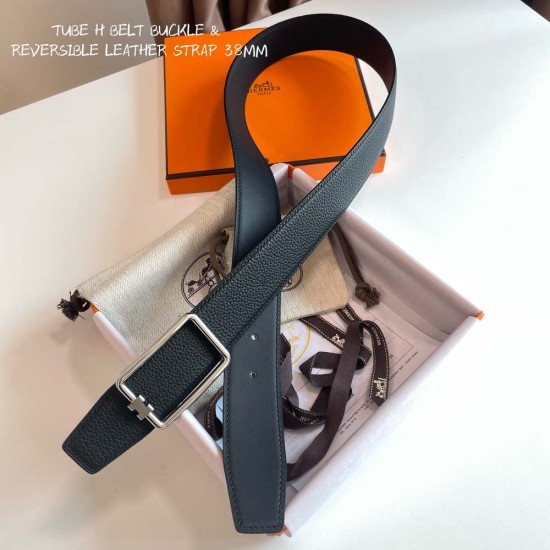 Hermes Tube H Belt Buckle Reversible Leather Strap 3.8CM