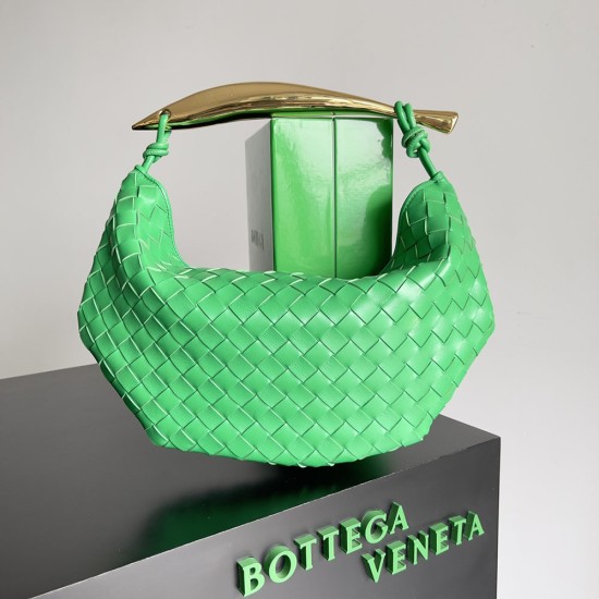 BV Sardine Top Handle Bag In Intrecciato Lambskin Leather With Metallic Handle 33cm 7 Colors