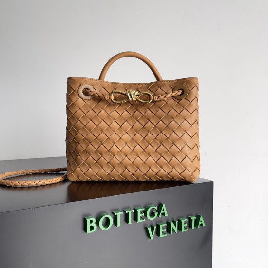 BV Small Andiamo With Top Handle Bag In Intrecciato Leather 743568 25cm 11 Colors