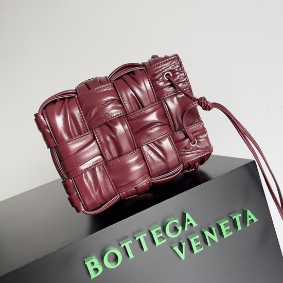 BV Small Cassette Cross-Body Bucket Bag In Foulard Intreccio Leather 18cm 6 Colors