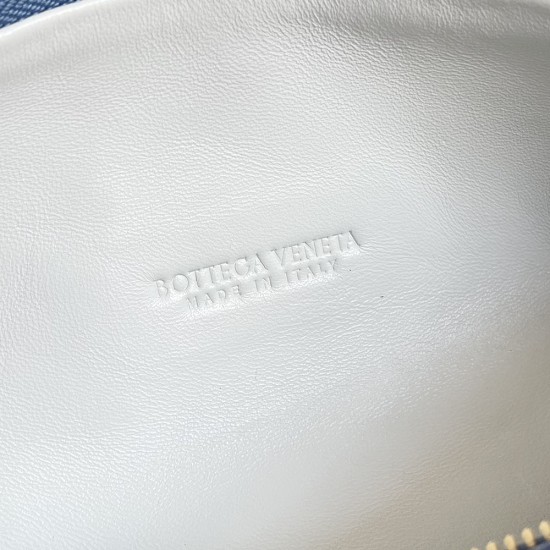 BV Teen Jodie Intreccio Denim Effect Leather Shoulder Bag 36cm