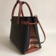 Burberry Banner Check And Black Brown Leather Tote Bag 