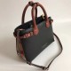 Burberry Small Banner Check And Black Brown Leather Tote Bag 