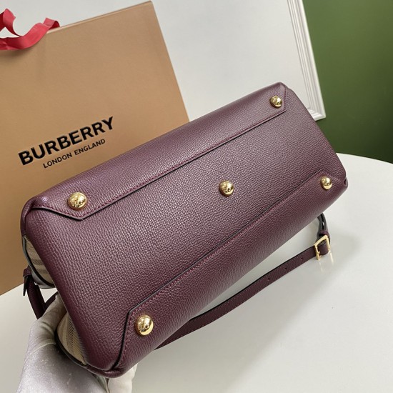 Burberry Banner Check And Leather Tote Bag 