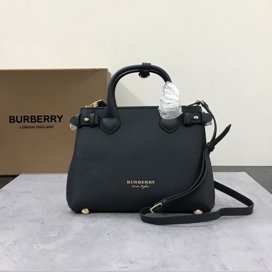 Burberry Small Banner Check And Leather Tote Bag 