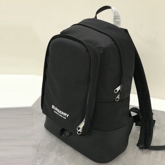 Burberry Large Logo Print Nylon and Leather Backpack