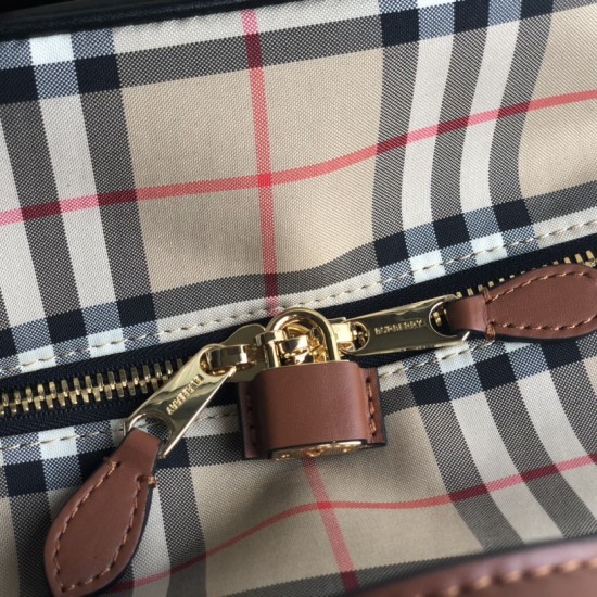 Burberry Check And Leather Cube Bag