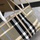Burberry Leather Trim And Check Canvas Tote Bag
