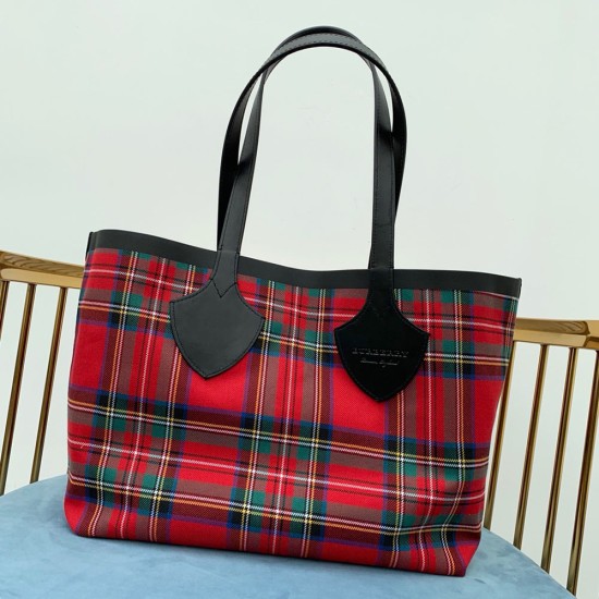 Burberry Brown Check and Leather Reversible Tote Bag